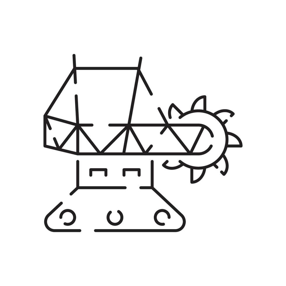 Minin line icon. Extraction of minerals in the mine and surface. Power and energy production, electric industry, world ecology conservation, coal mining minerals. vector