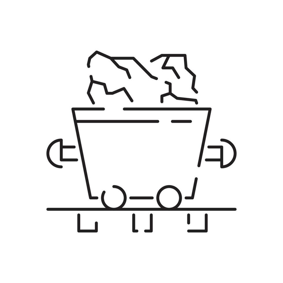 Minin line icon. Extraction of minerals in the mine and surface. Power and energy production, electric industry, world ecology conservation, coal mining minerals. Illustration, symbol, sign. vector