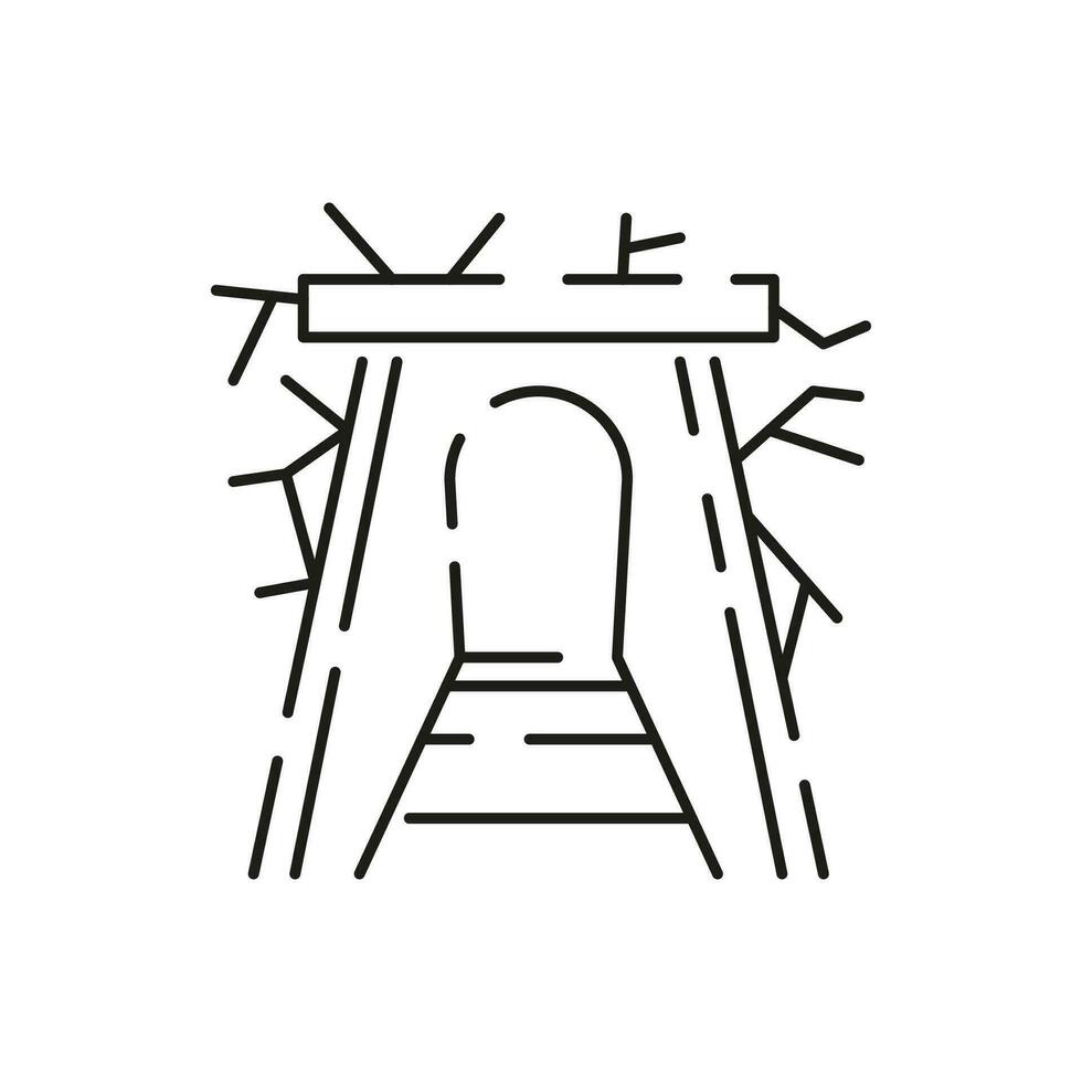Minin line icon. Extraction of minerals in the mine and surface. Power and energy production, electric industry, world ecology conservation, coal mining minerals. Illustration, symbol, sign. vector