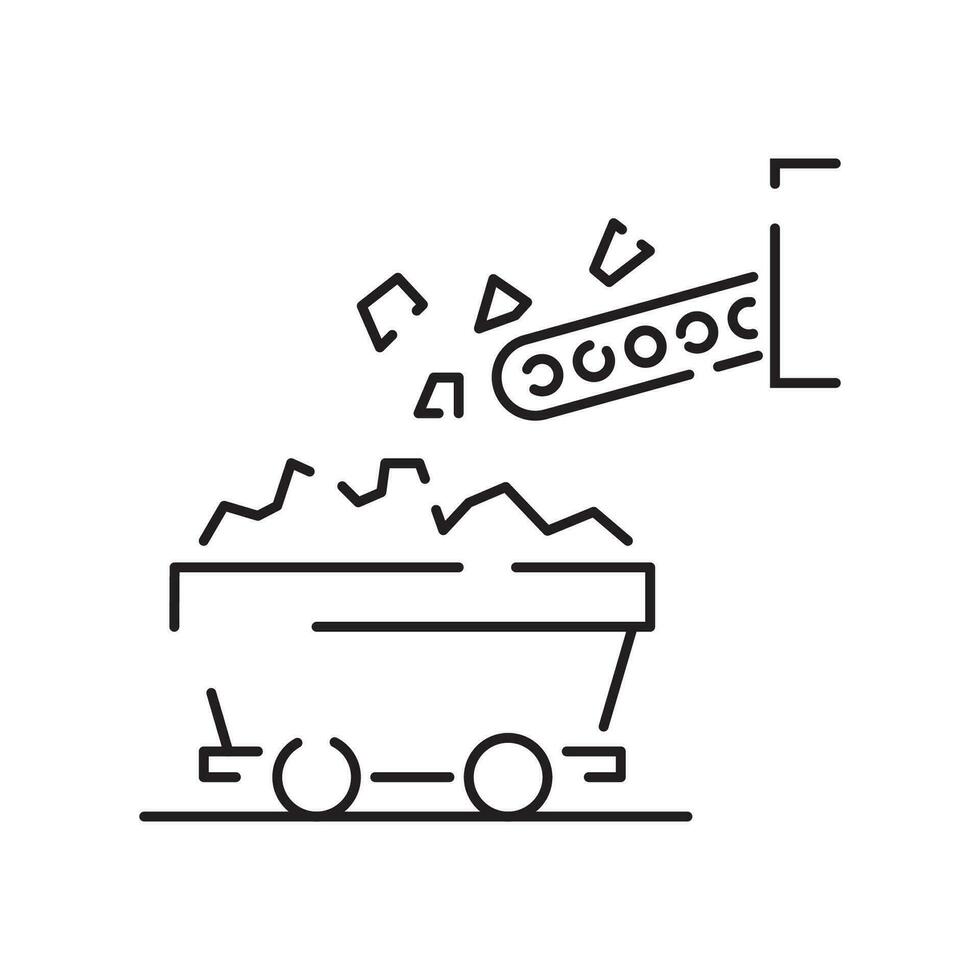 Minin line icon. Extraction of minerals in the mine and surface. Power and energy production, electric industry, world ecology conservation, coal mining minerals. Illustration, symbol, sign. vector