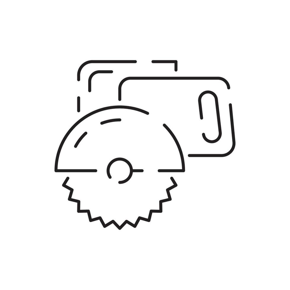 Electric circular saw construction and Tools outline icon vector. vector