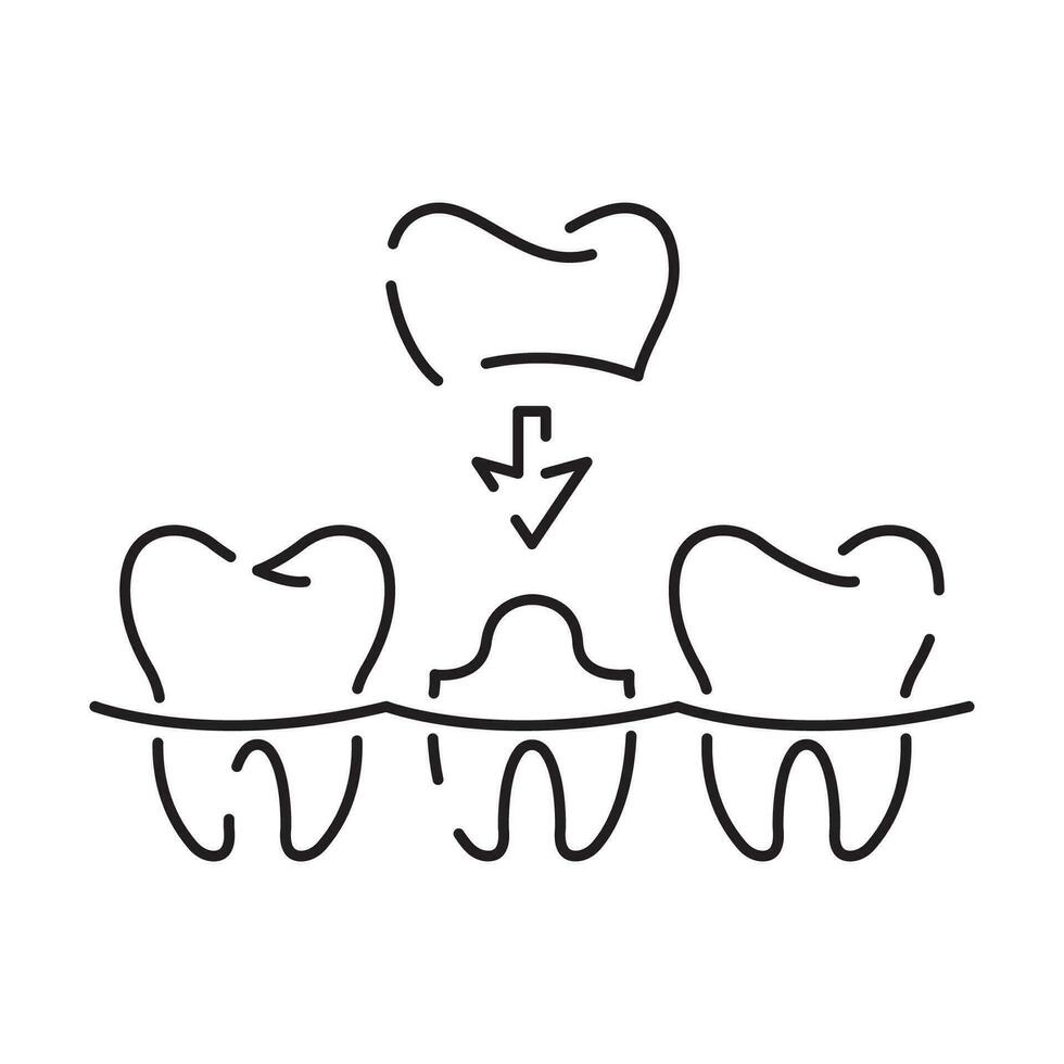 dental o dentista vector línea icono. salud cuidado, medicina y médico editable ataque. hospital diente.