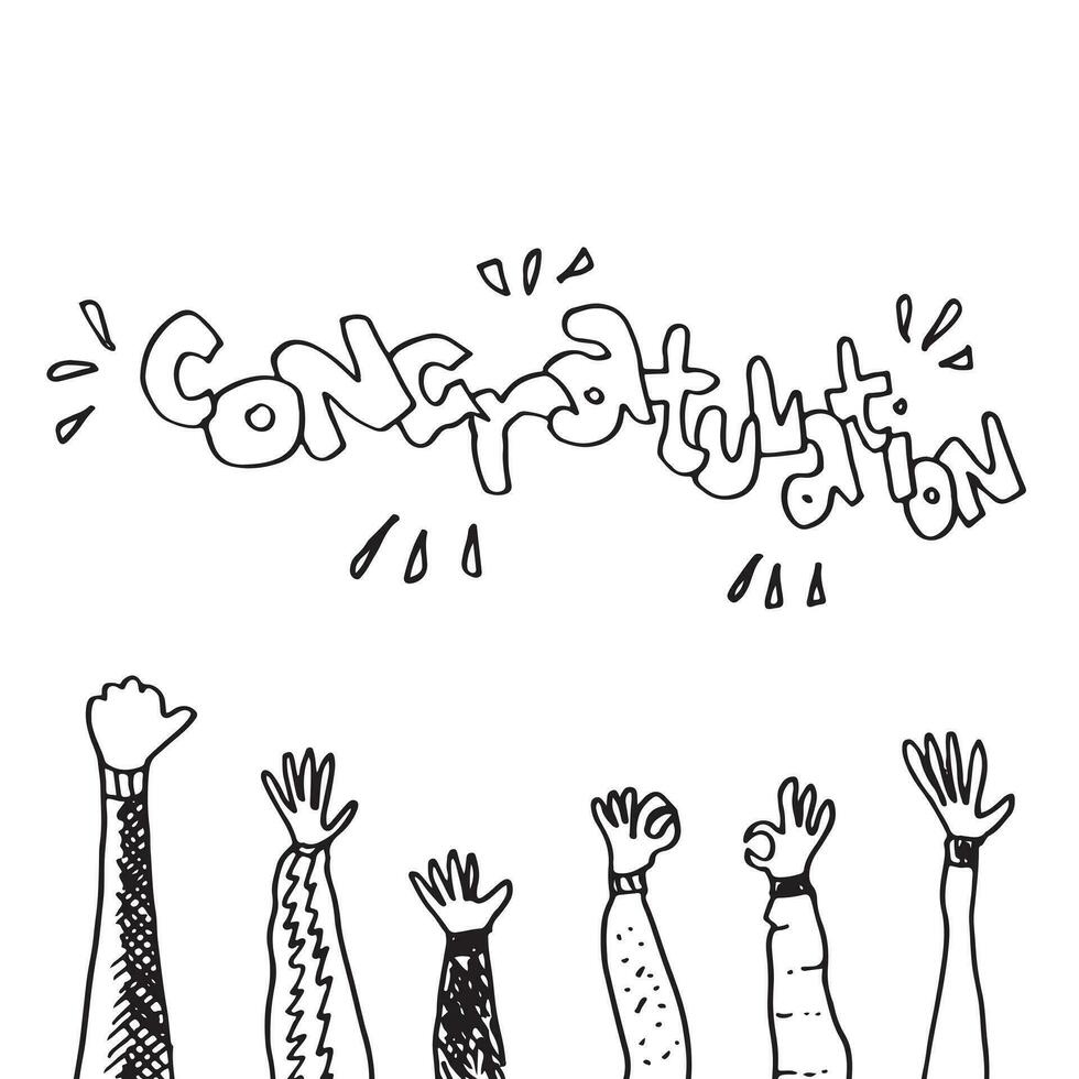 Applause hand draw on white background with congratulation text.vector illustration. vector