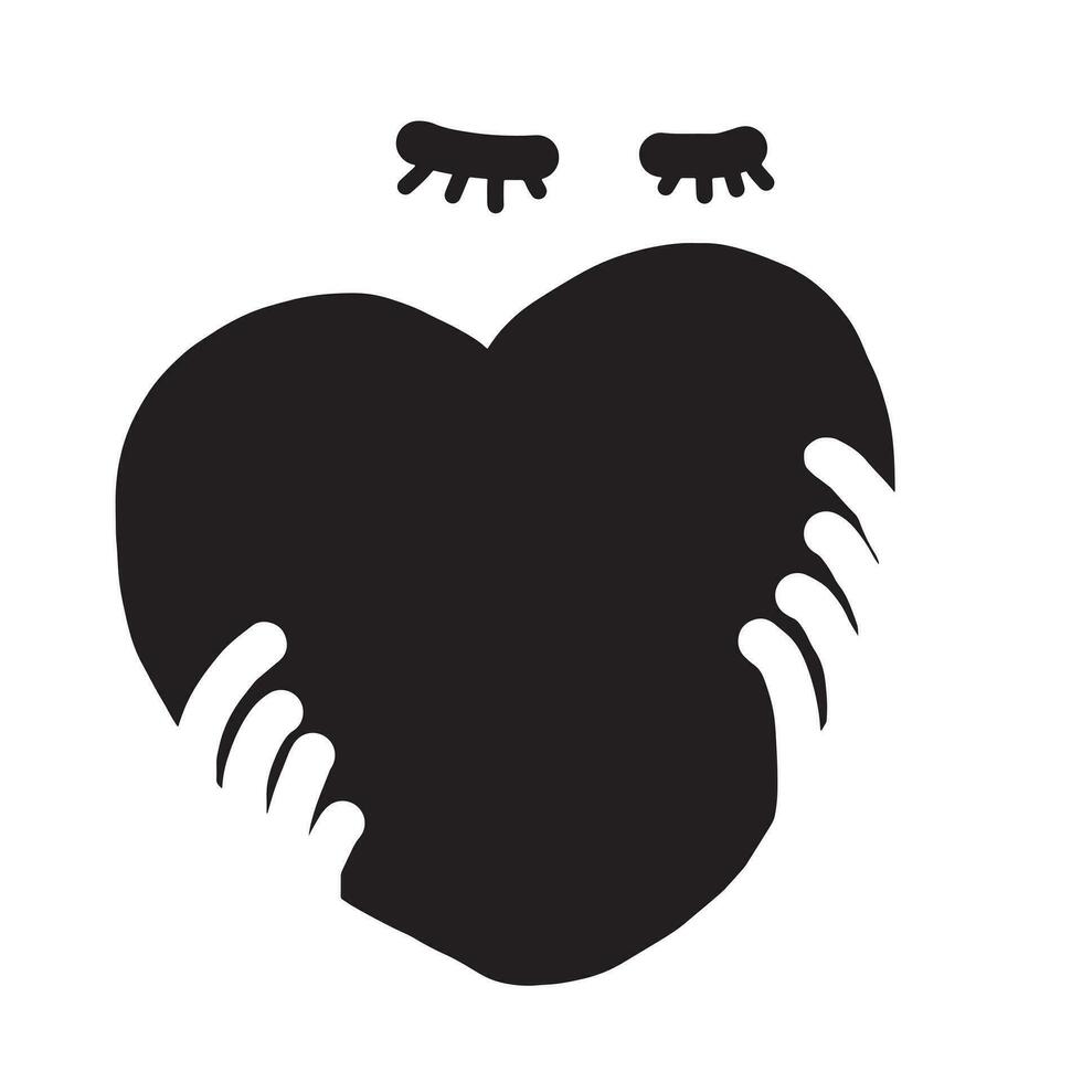 Hands holding a Heart, Symbol of Love and Valentine's Day. Isolated on White Background. Vector illustration.