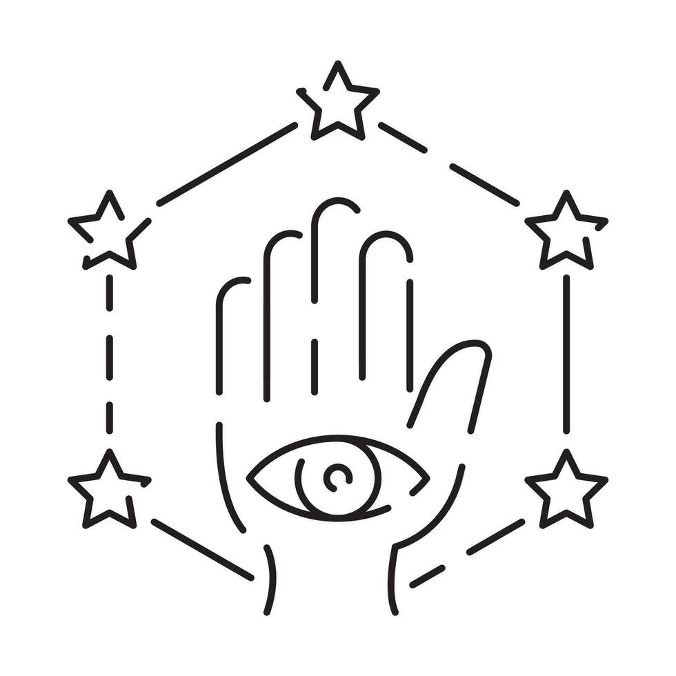 Fortune telling line icon. Mystical esoteric taro cards. Celestial mystic astrology element, witchcraft outline symbol. Vector illustration EPS 10.