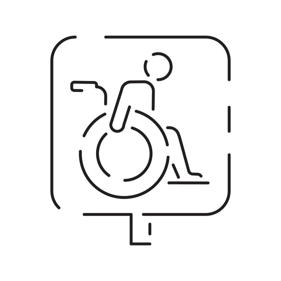 Handicap or Disabled thin line icon. Vector illustration wheelchair, older, handicapped, deaf and Social issue outline icon.