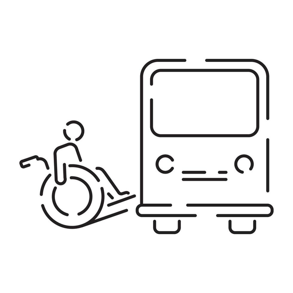 Handicap or Disabled thin line icon. Vector illustration wheelchair, older, handicapped, deaf and Social issue outline icon.