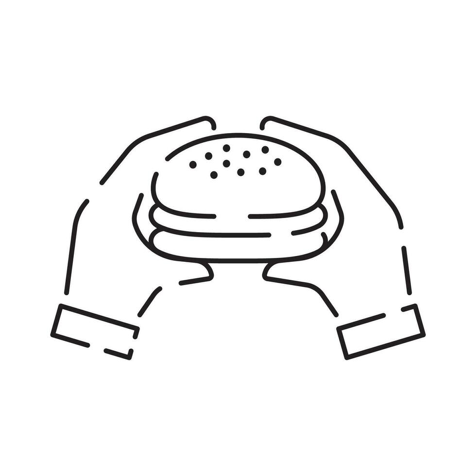 hamburguesa icono vector aislado en blanco fondo, hamburguesa o rápido comida firmar, Delgado símbolos o forrado elementos en contorno estilo. bocadillo, basura comida y obesidad ilustración.