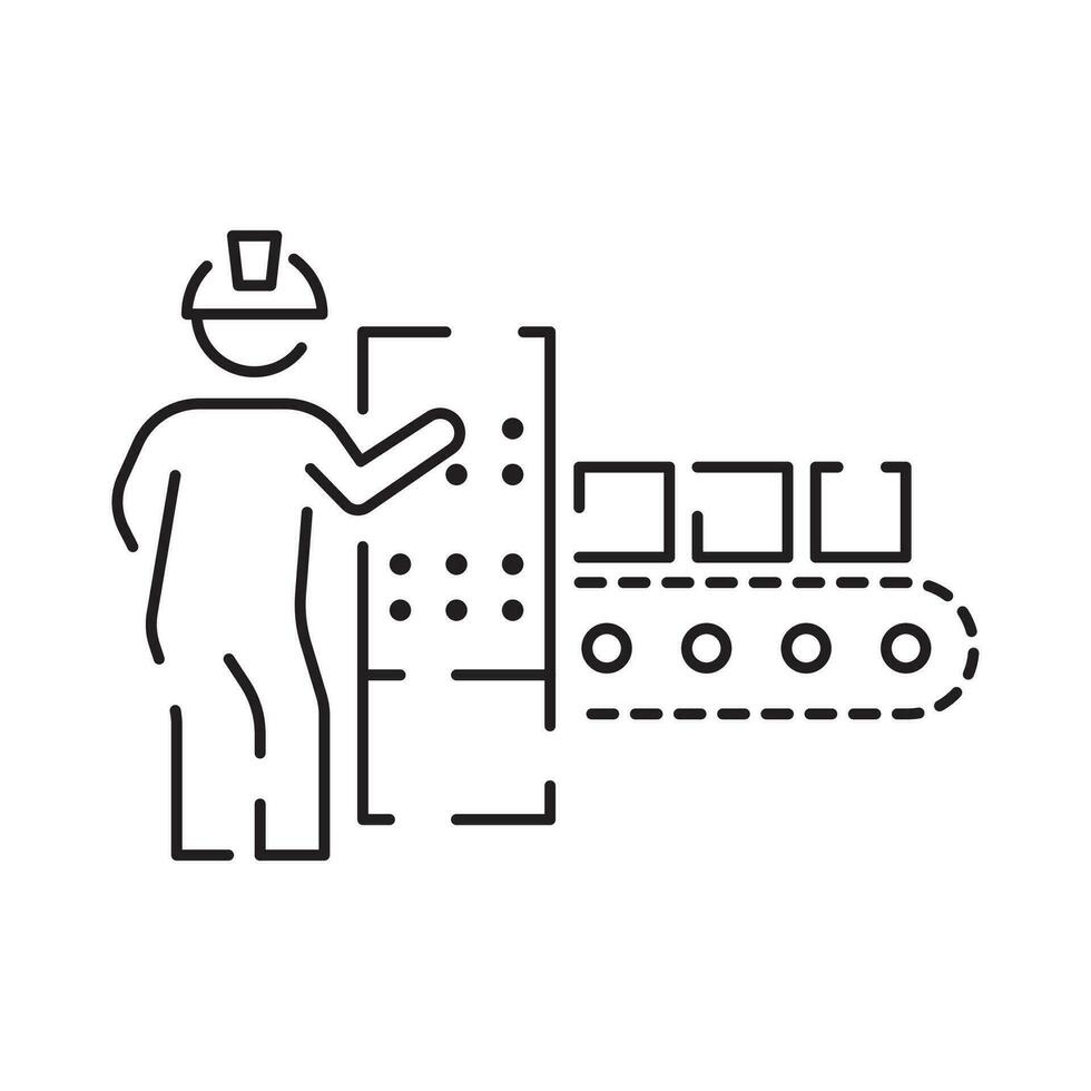 Robot or robotic icon such as arm, hand, production line, box packaging, automotive production, computer control and other product manufacturing, vector icon.
