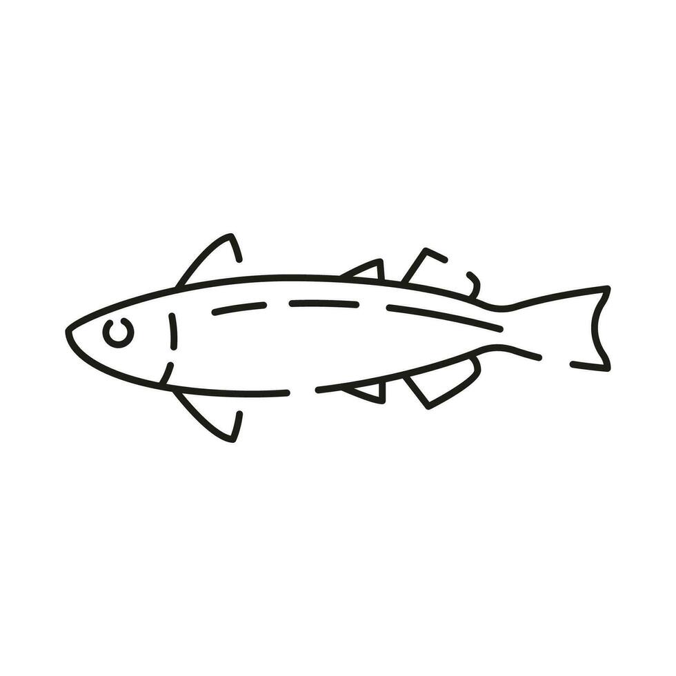Sea food line icon. Fish restaurant and White meat. Fresh salmon fish icon in thin line style. vector