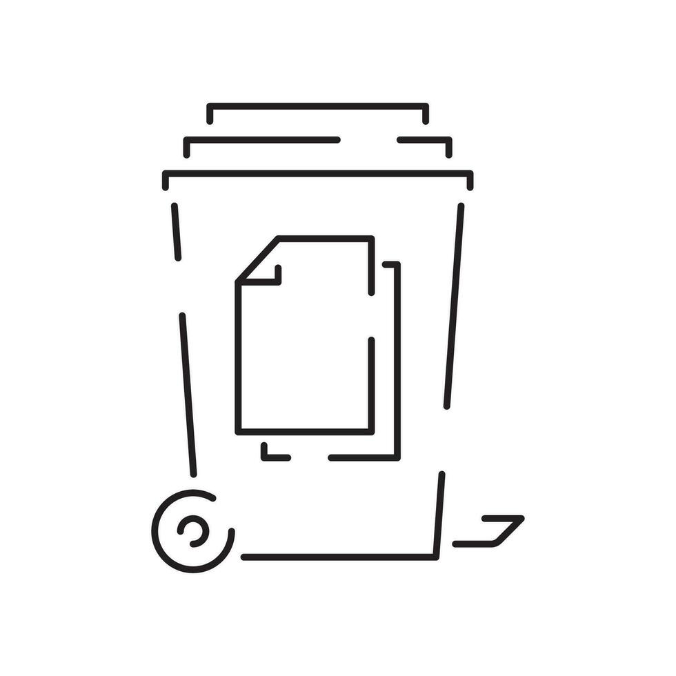 Recyclable material line icon. Ecology outline vector recycled symbol. Bin Rubbish, garbage or trash paper.