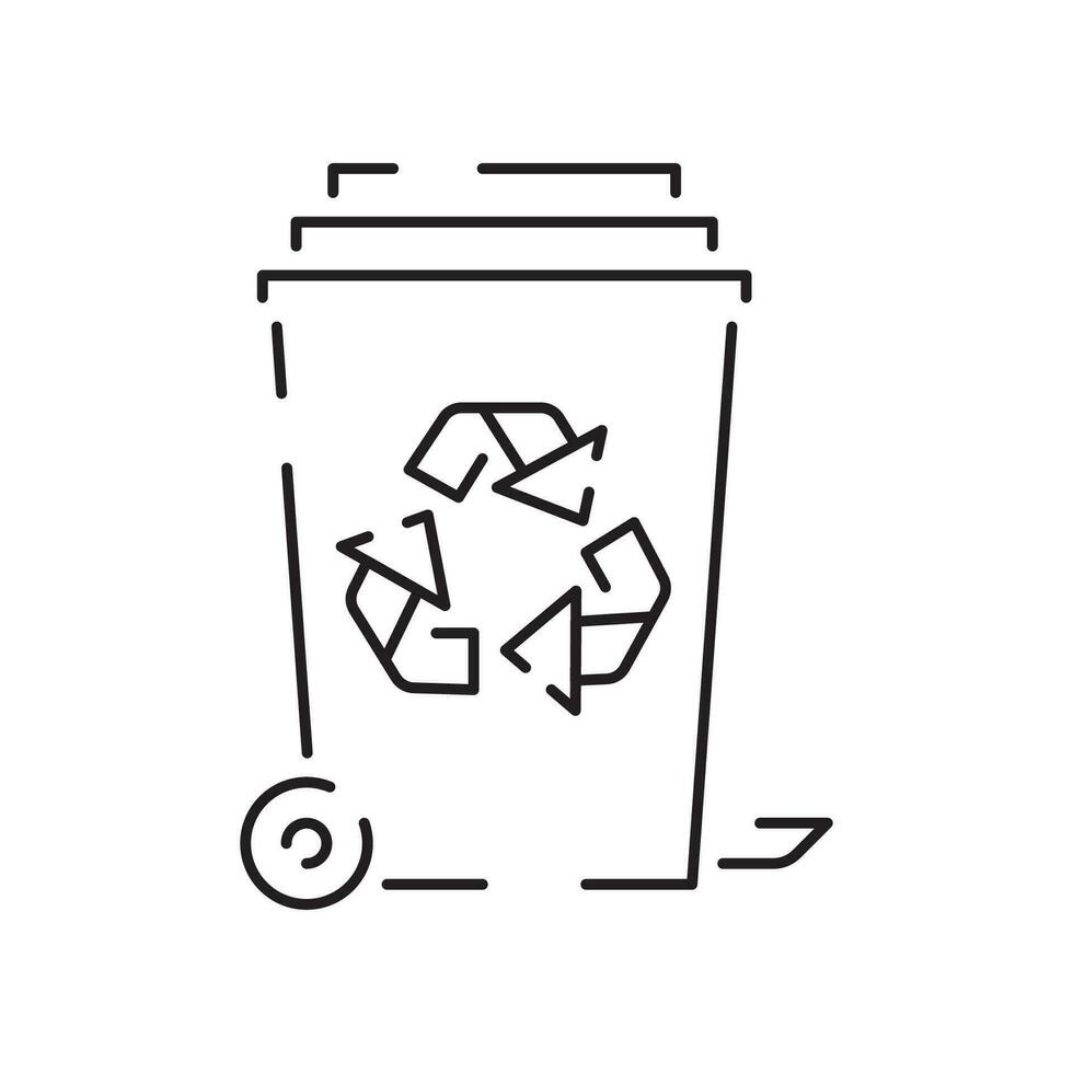 Trash line icon vector. Recycle material illustration sign. Green symbol Rubbish, garbage. vector