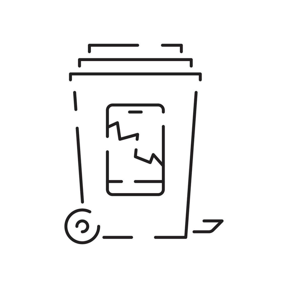 Recyclable material line icon. Ecology outline vector recycled symbol. Bin Rubbish, garbage or trash electronic device.