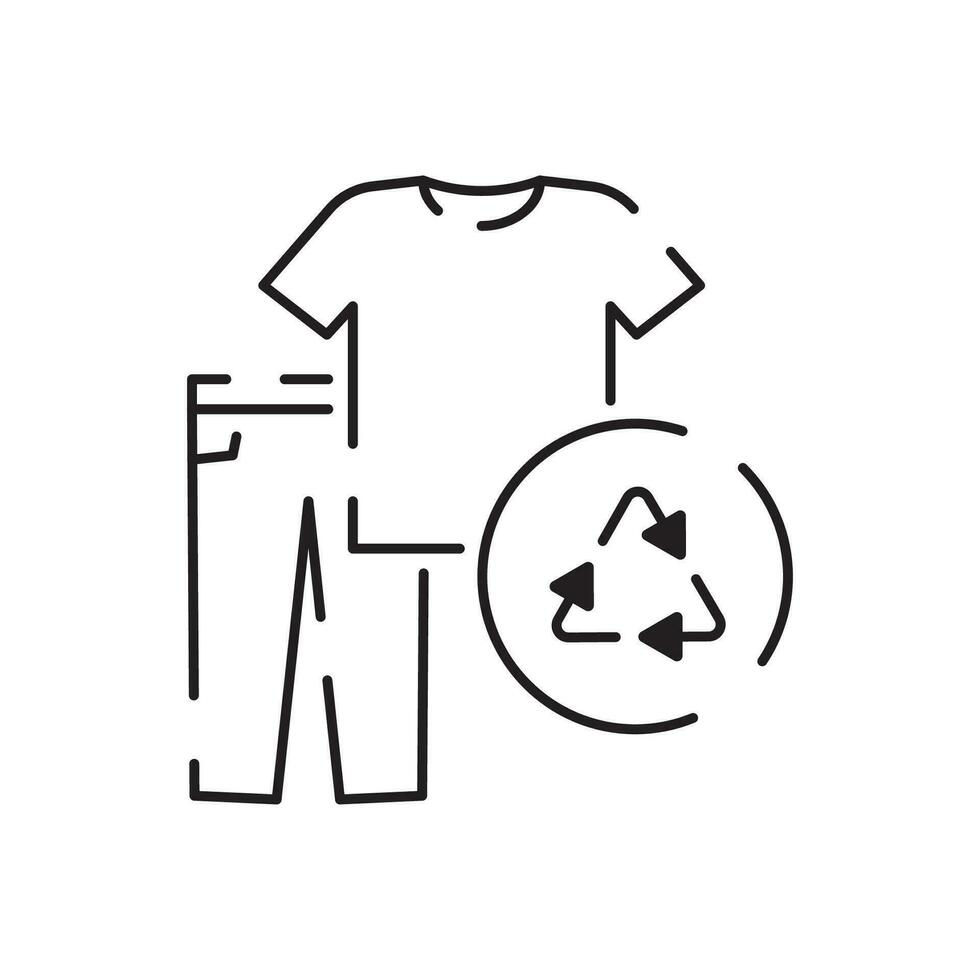 plano línea icono para verde eco embalaje, vector ilustración de reciclar material marca firmar ropa compras etiqueta.