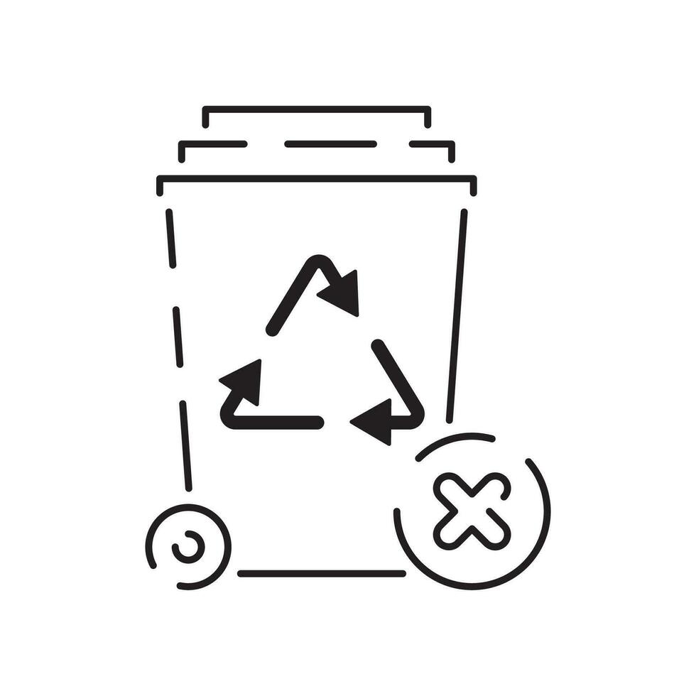 Trash line icon vector. Recycle material illustration sign. Green symbol Rubbish, garbage. vector