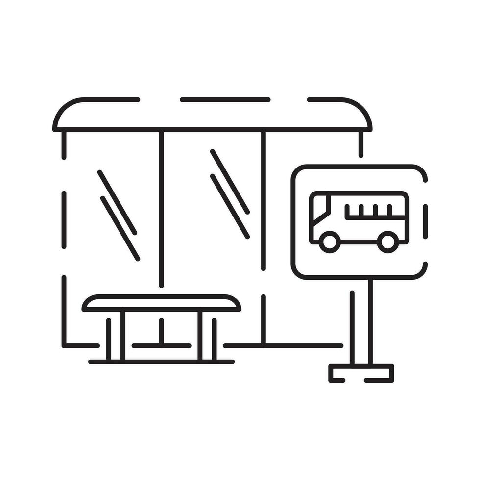 Public transport vehicles bus or bus stop vector line icon. Traffic symbol and travel.