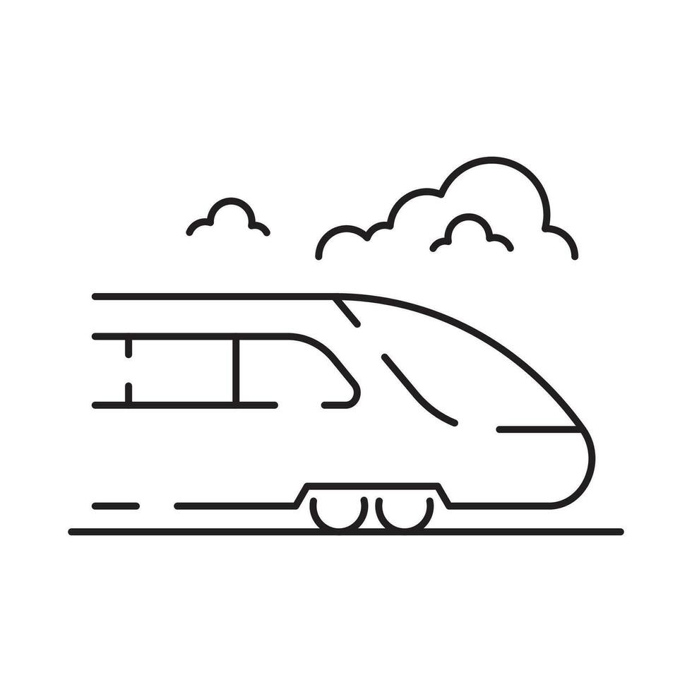 Public Transport Related train and fast train Vector Line Icon. Traffic sign or symbol. Editable Stroke and travel.