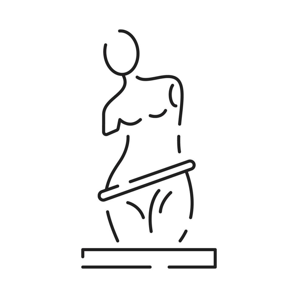 Museum line icon. Entertainment icon. Antique Column linear pictogram isolated on white pixel perfect illustration statue. vector