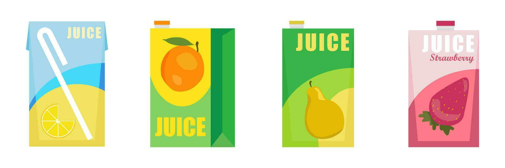 Realistic mockup of pack and box of orange juice. Set of cardboard boxes and packaging for orange juice and drinks, view from different sides. Isolated realistic vector illustration.