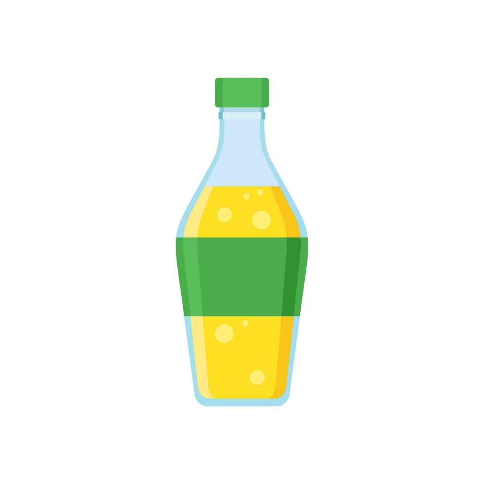 Beverages bottles, soda, lemon or orange and water. Snack vector illustration.