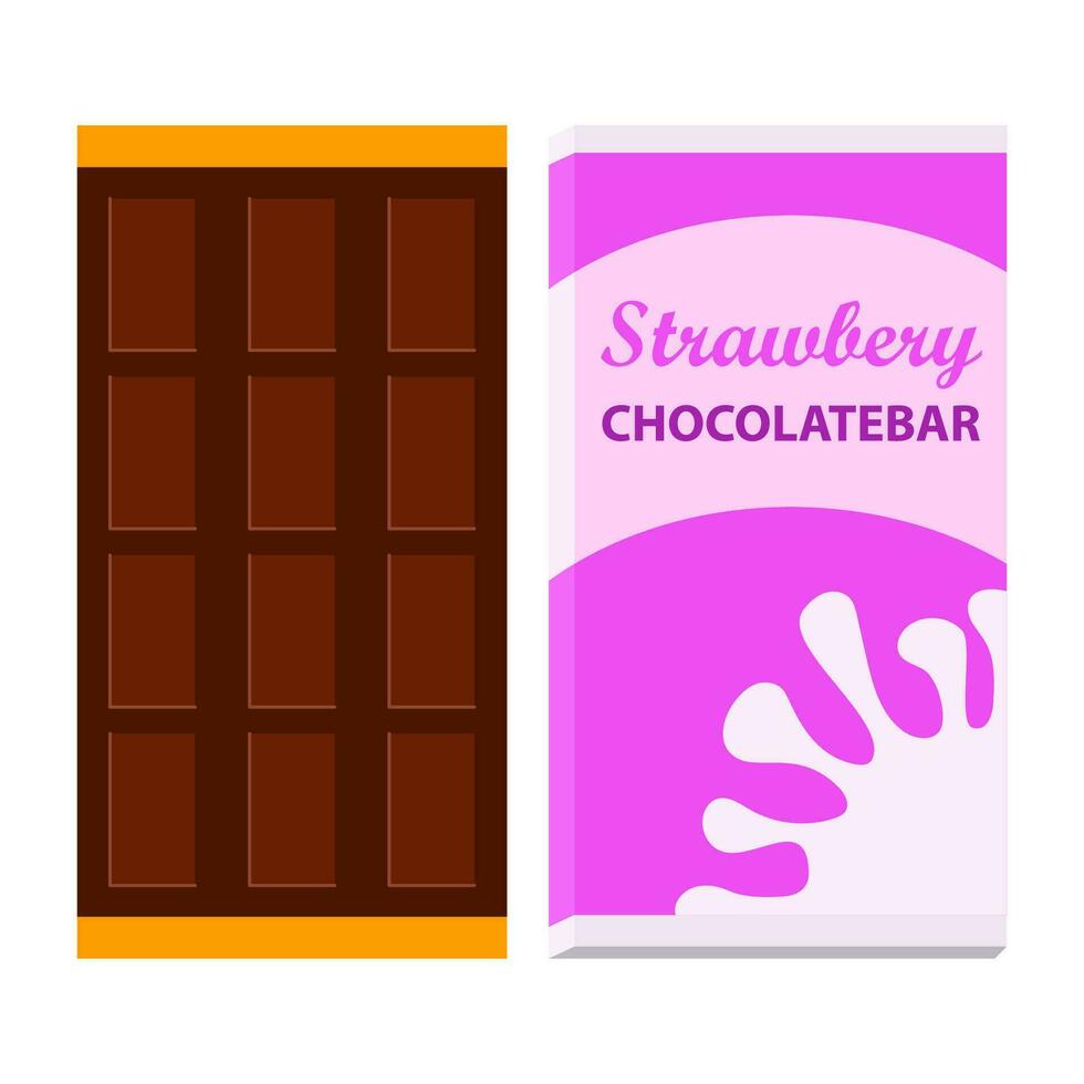 Chocolate bar package packaging blank pack set isolated vector illustration.