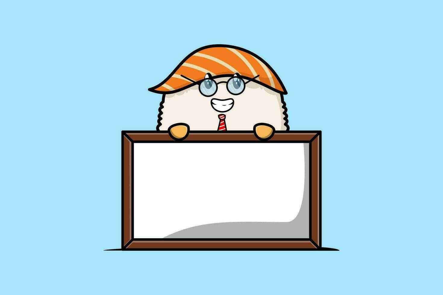 Cute cartoon Sushi teacher with big whiteboard vector