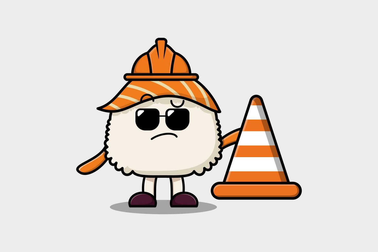 trabajador de la construcción sushi lindo personaje mascota vector