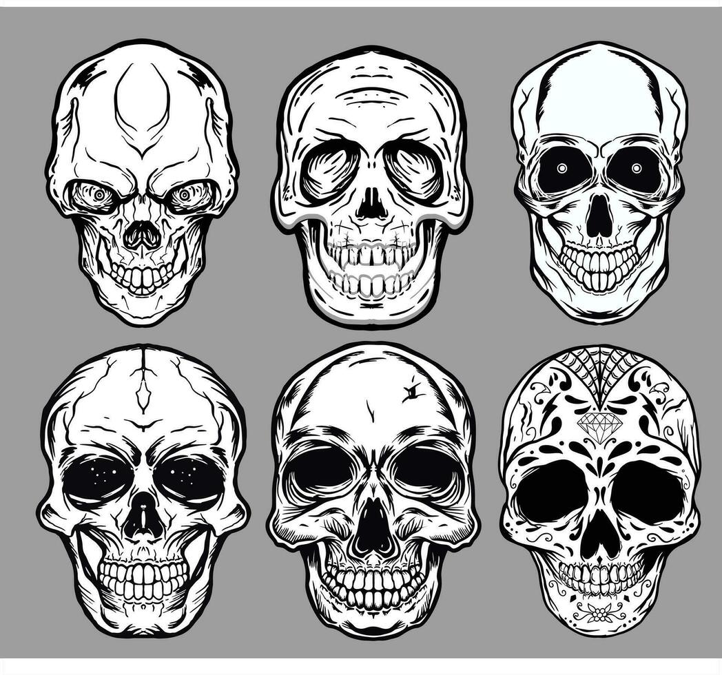 Skull head set vector element
