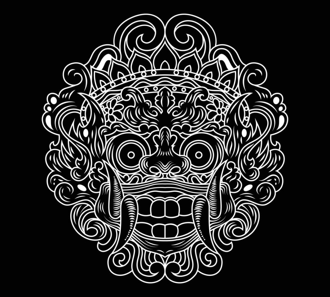 barong bali máscara tradicional cultura vector