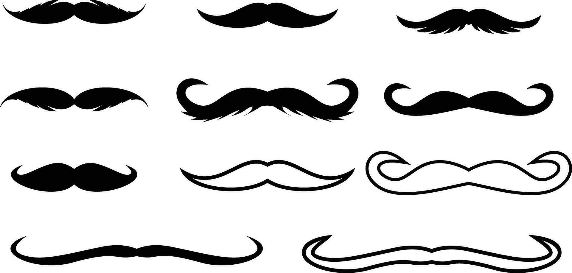 conjunto de Bigote icono vector