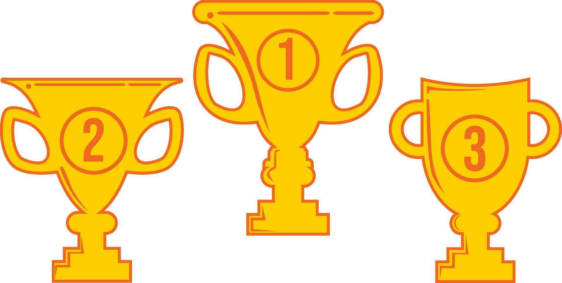 Set of Trophy cup, award, vector icon in flat style