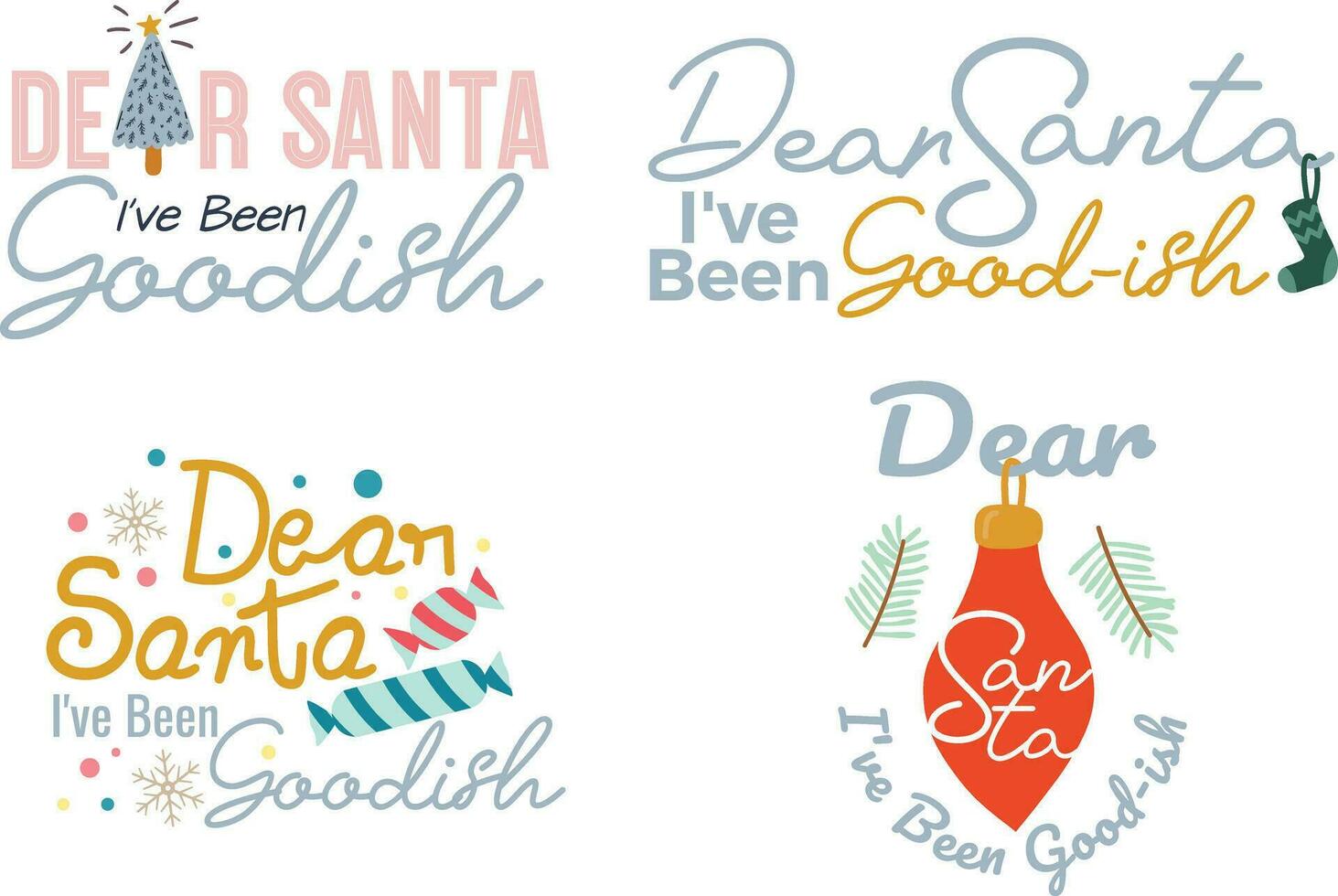 conjunto de Navidad citas querido Papa Noel he estado bueno tipografía diseño Navidad estación. vector