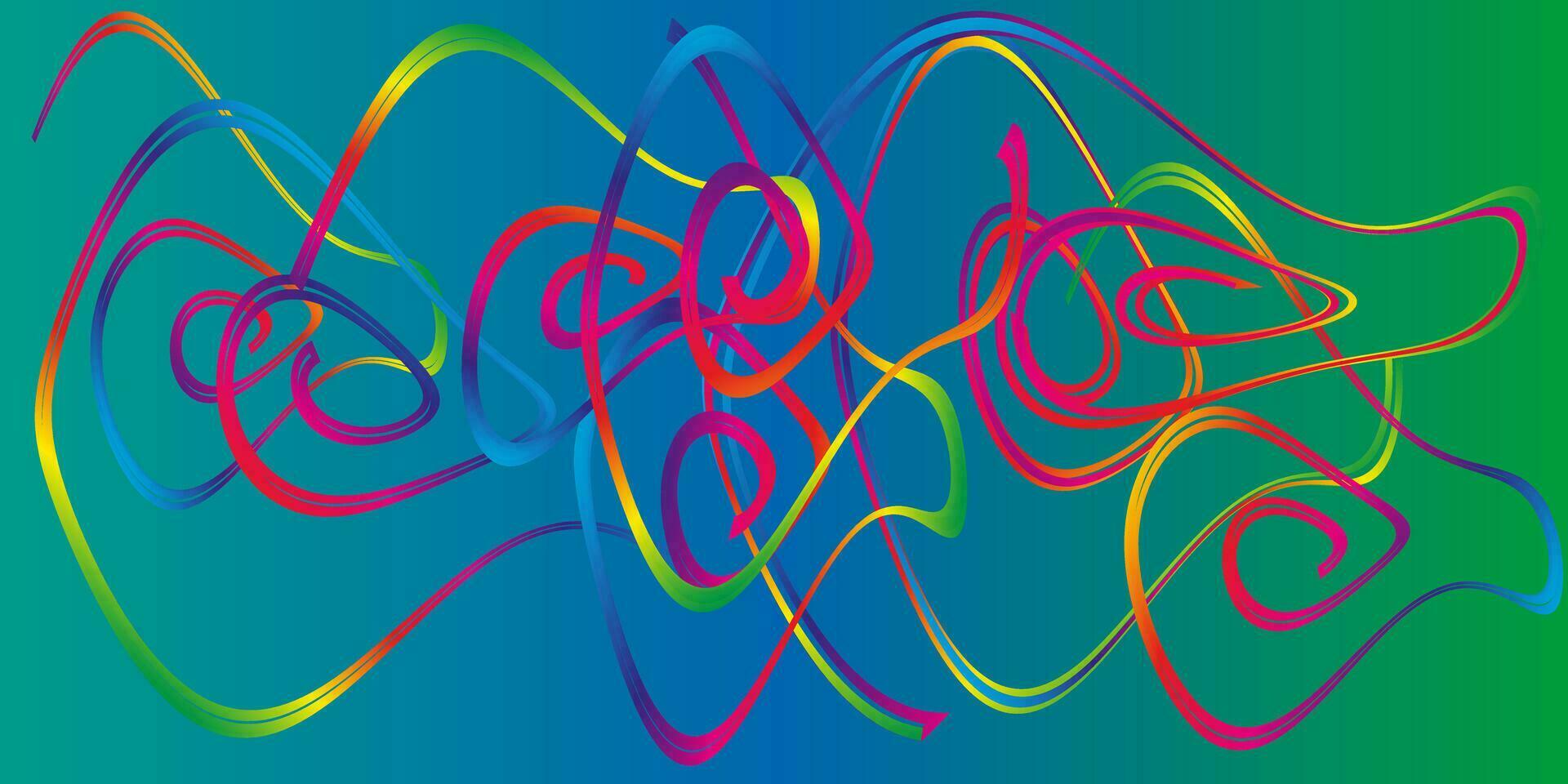 Vector abstract glowing blue-green background. Horizontal banner.Glowing geometry lines. Blurred gradient template. EPS10 vector