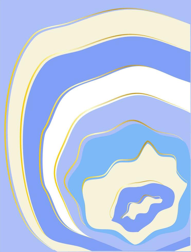 Bright gentle blue with gold abstract background postcard template. EPS10 vector