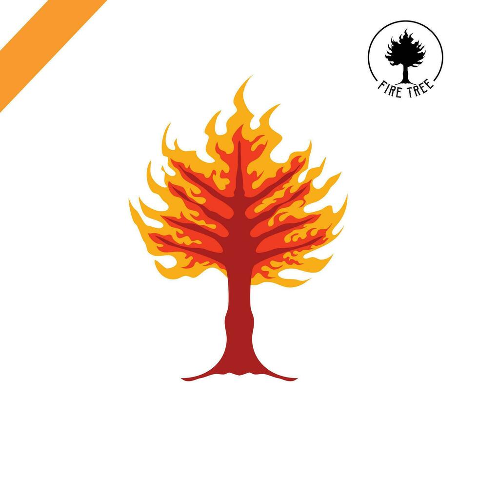 fire burning tree vector illustration