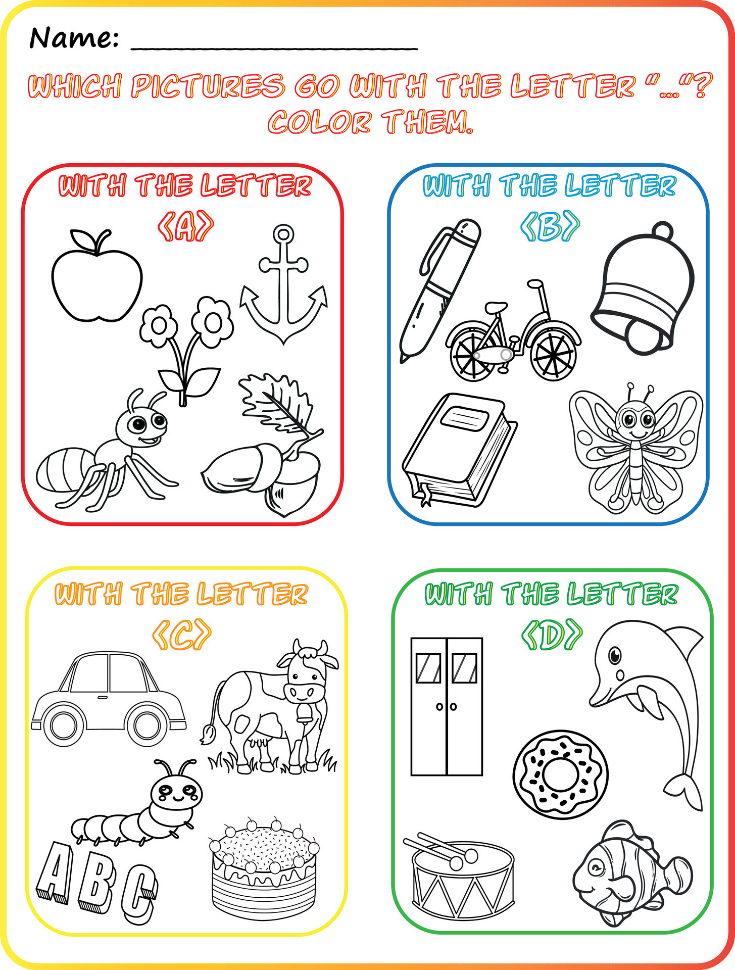 Early reading and writing worksheet Reading pictures, Coloring