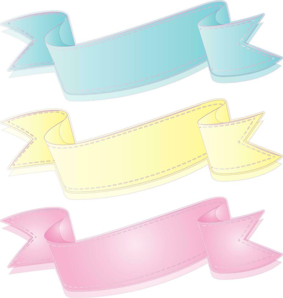 Set of cute colorful ribbons for your  card, isolated on white background vector