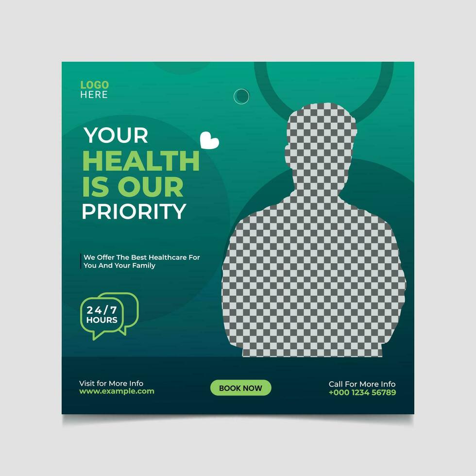 Vector medical health and healthcare social media post design