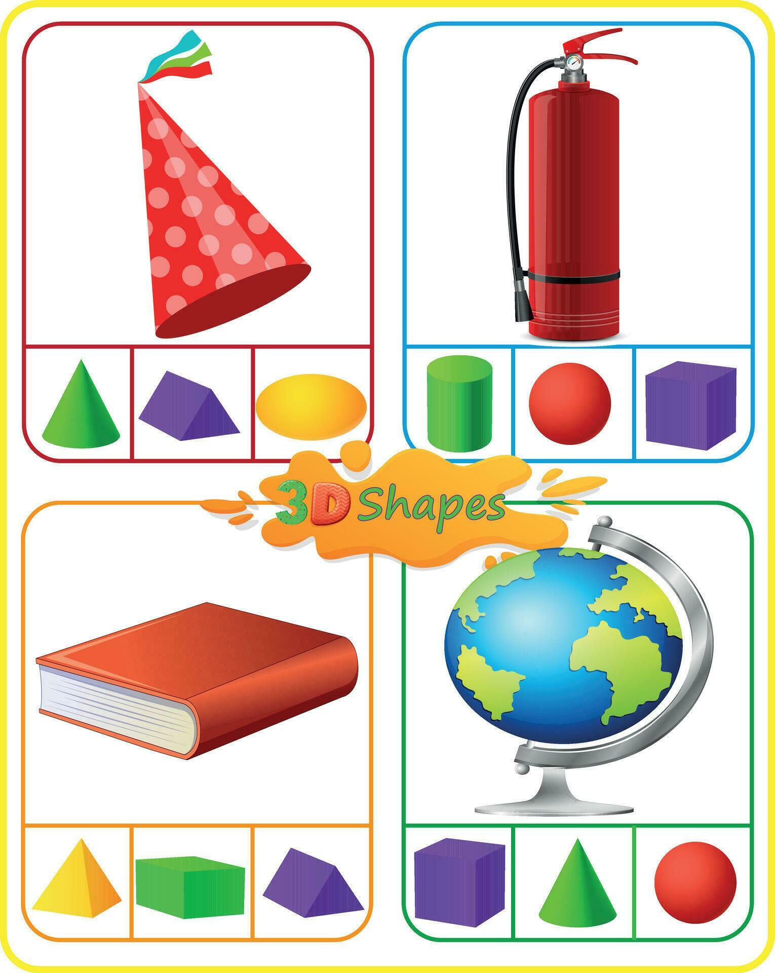 Math Worksheet 3D Shapes. Circle the shape that best matches the real