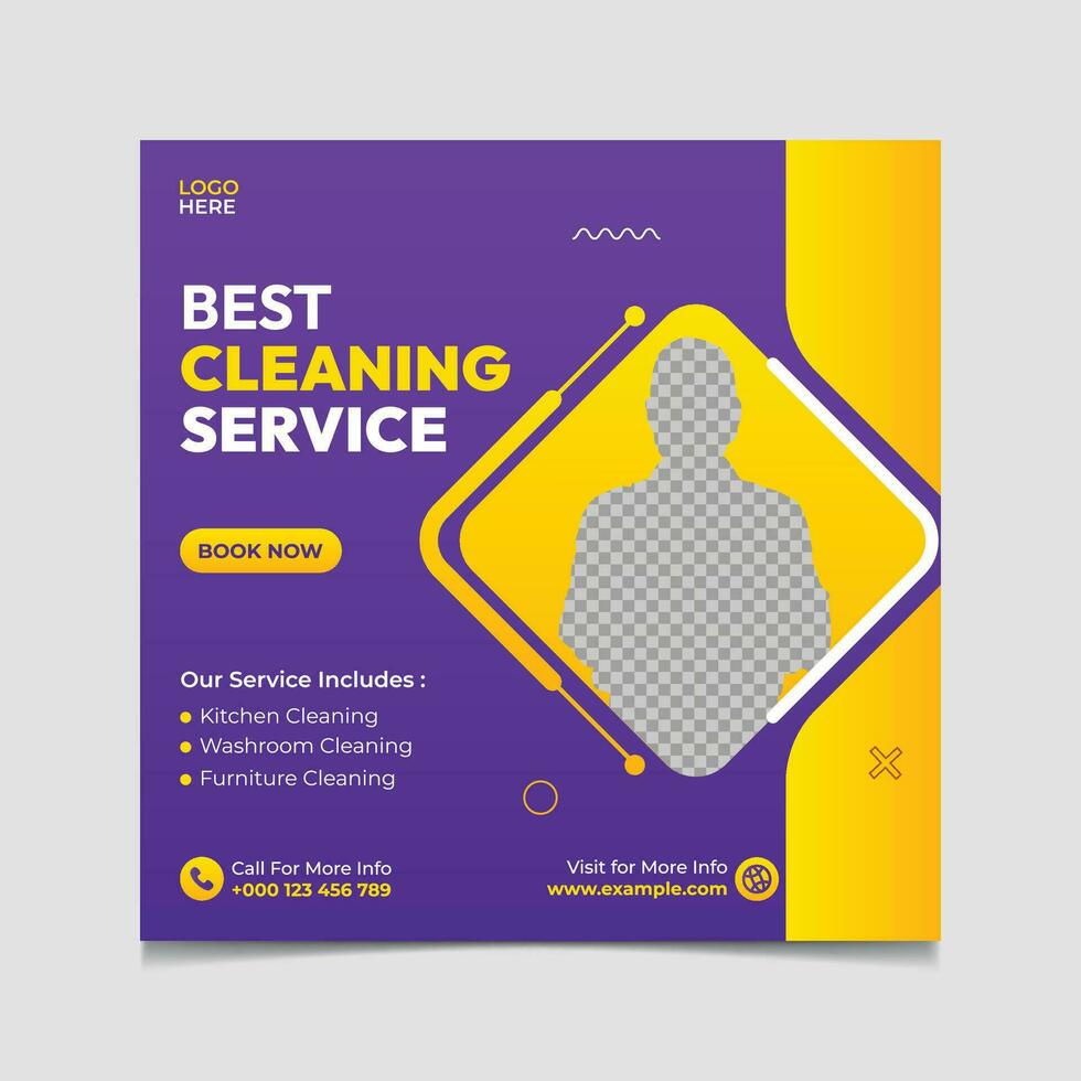 Best cleaning service social media post vector template