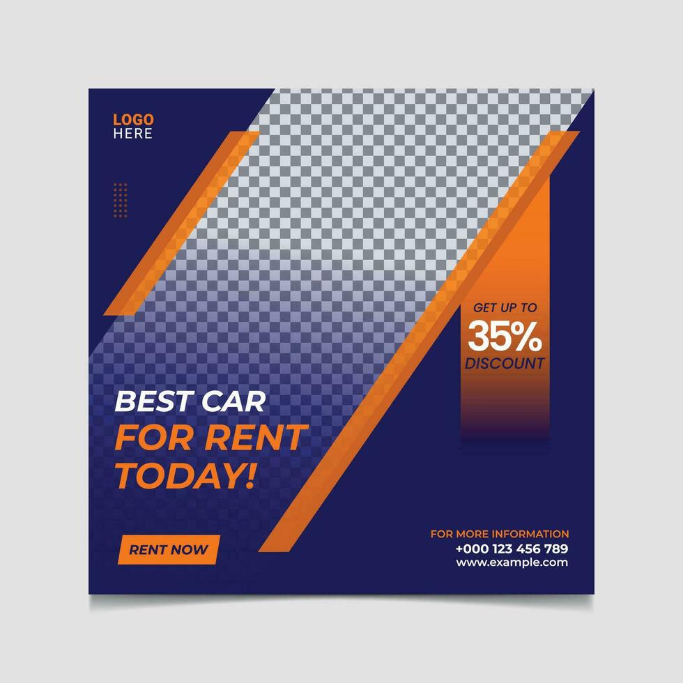 Best Car for rental Social Media Post Banner Template Design on gradient color. vector