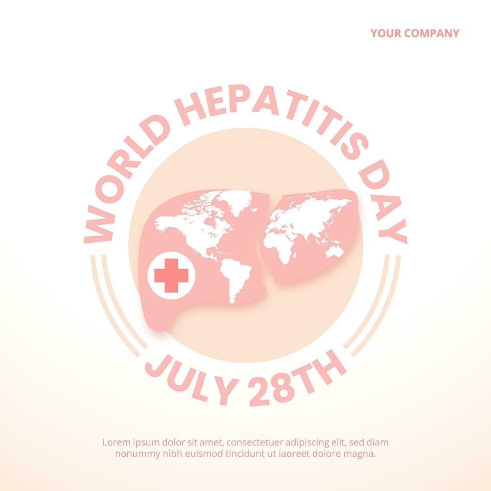 Square world hepatitis day background with a liver and world map vector