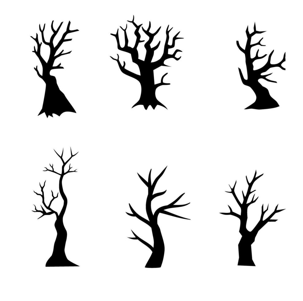 Black tree in the nature for decorate. the tree stands dead in the dry season. the black shadowof the tree. vector