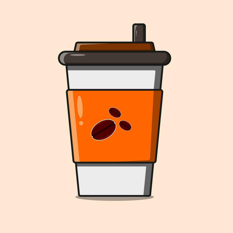 coffee cup with coffee beans illustration vector cartoon