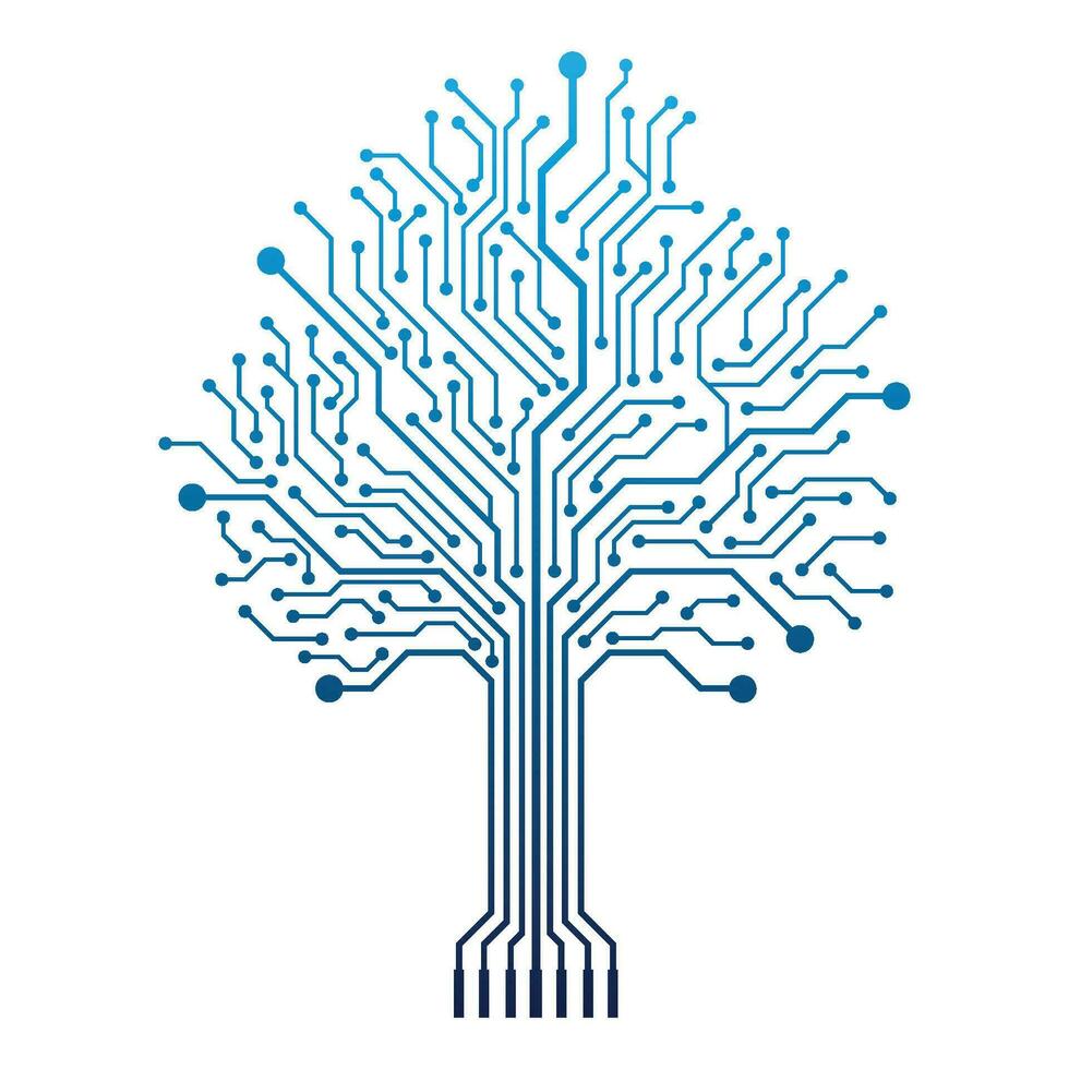 circuito tecnología árbol vector icono