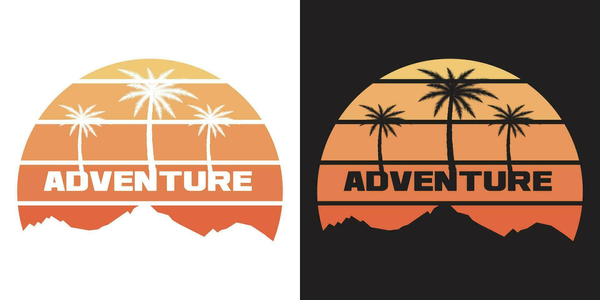 Adventure at the mountain graphic artwork for t shirt.  Mountain with sun retro vintage. vector