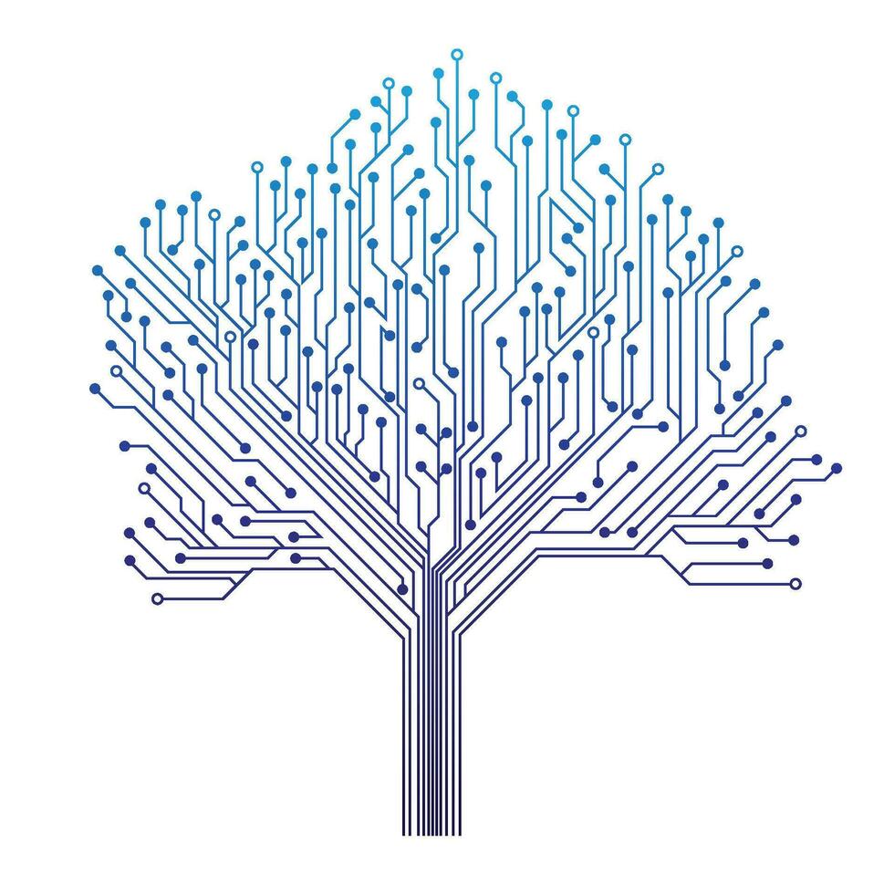 circuito tecnología árbol vector icono