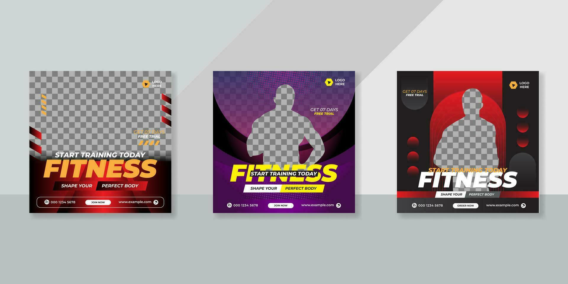 Gym and fitness social media post banner template vector