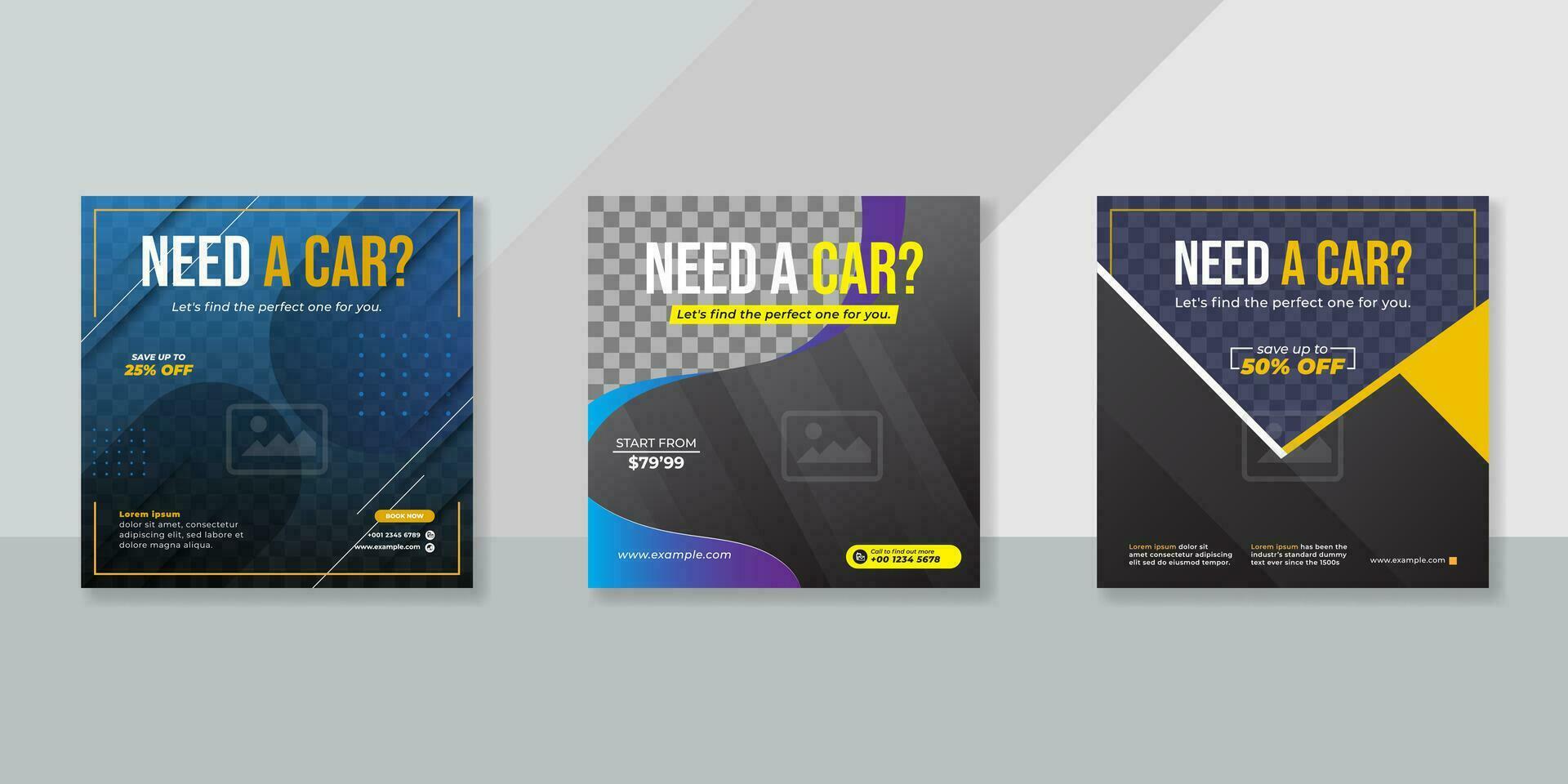 Rent a car banner for flyer and social media post template vector