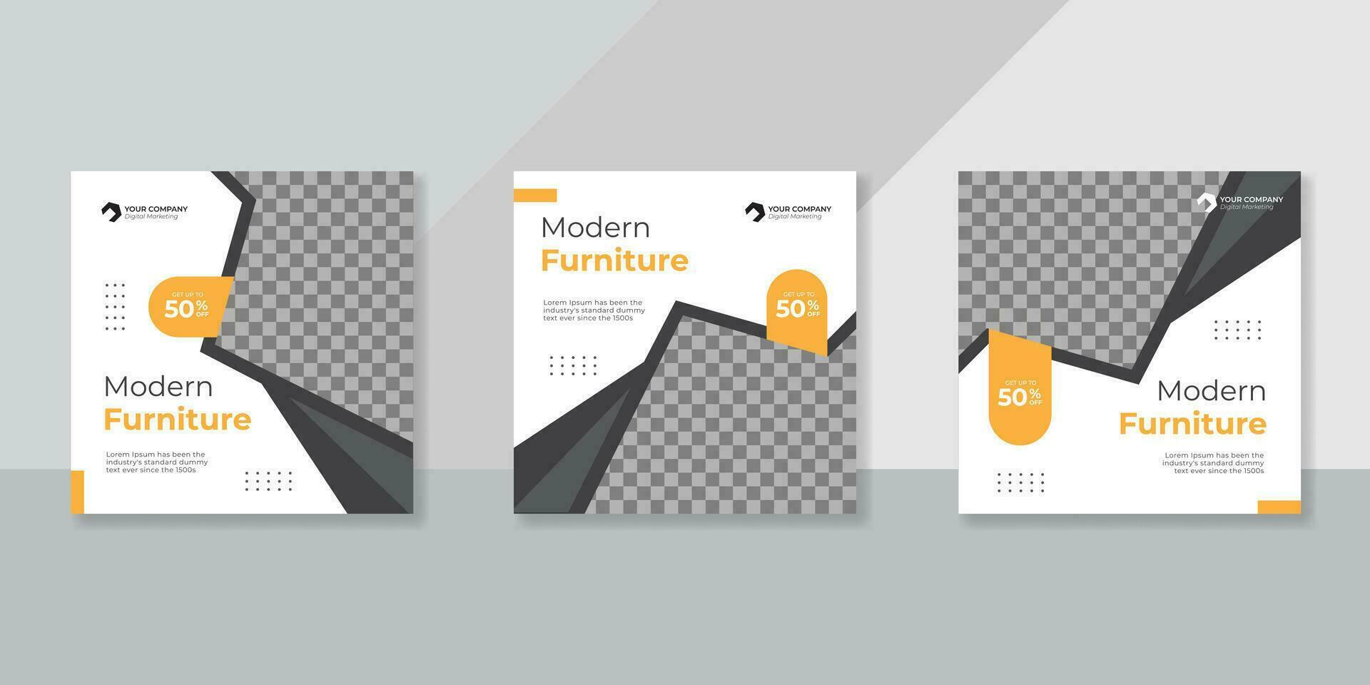 Minimalist furniture social media post templates design vector